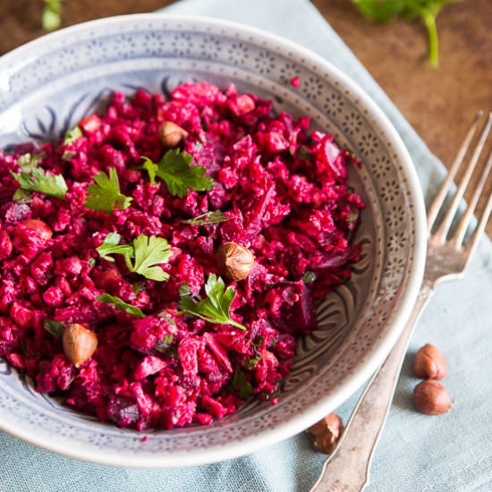 Cauliflower Couscous with Beetroot