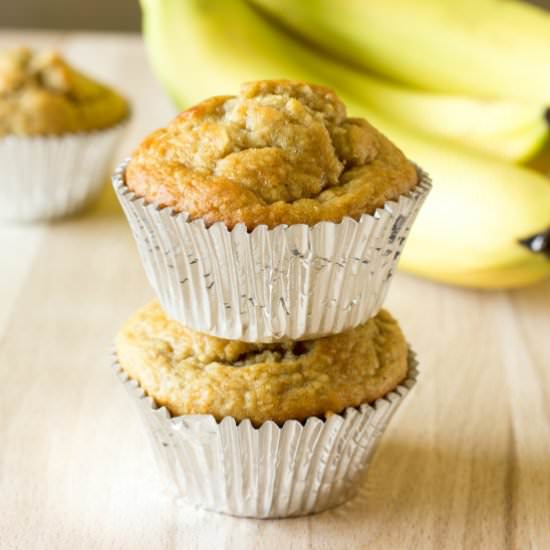 Banana Peanut Butter Oat Muffins