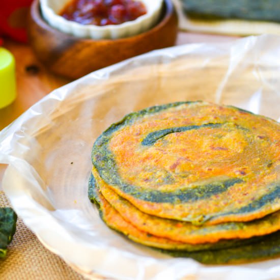 Kale and Carrot Wheat Flat Bread