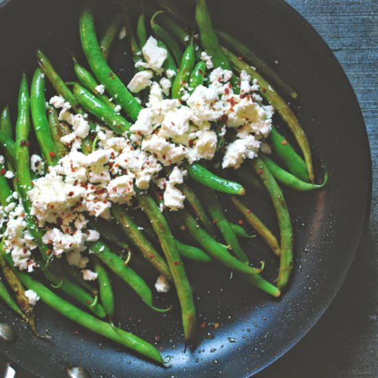 String Beans with Lemon & Feta