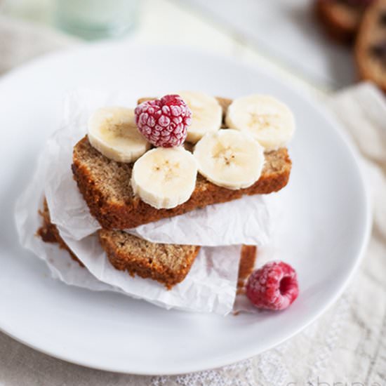 Banana Bread with Raspberries