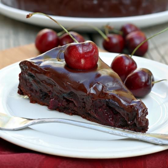 Chocolate Cherry Brownie Pie