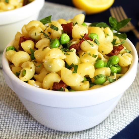 Pasta with Peas, Bacon and Mint