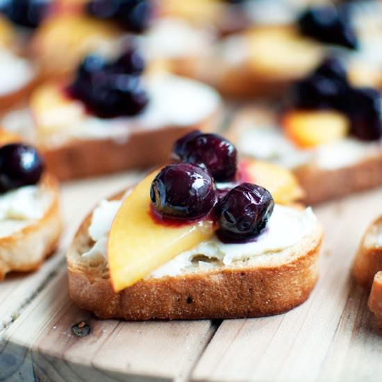 Peach Crostini with Blueberries