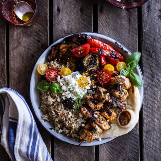 Greek Chicken Souvlaki + Rice Plate