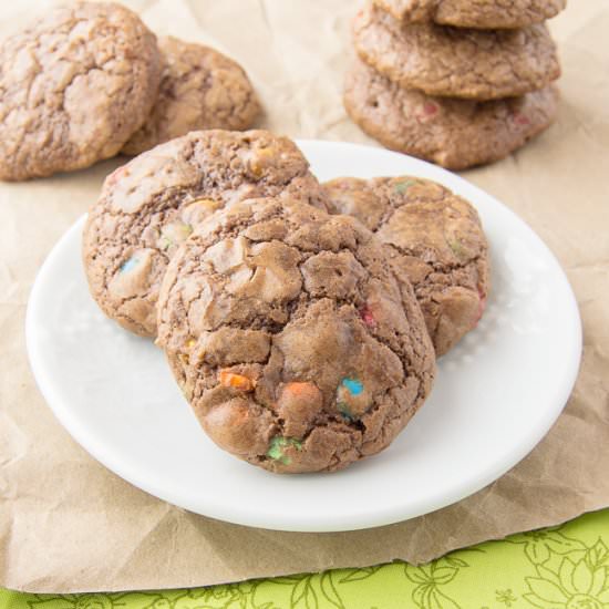 M&M Chocolate Crackle Cookies