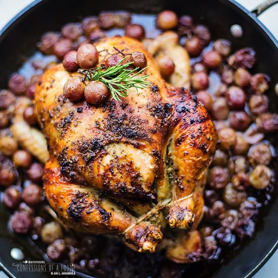 Rosemary Roast Chicken with Grapes