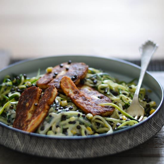 Squash Spaghetti & Fried Halloumi