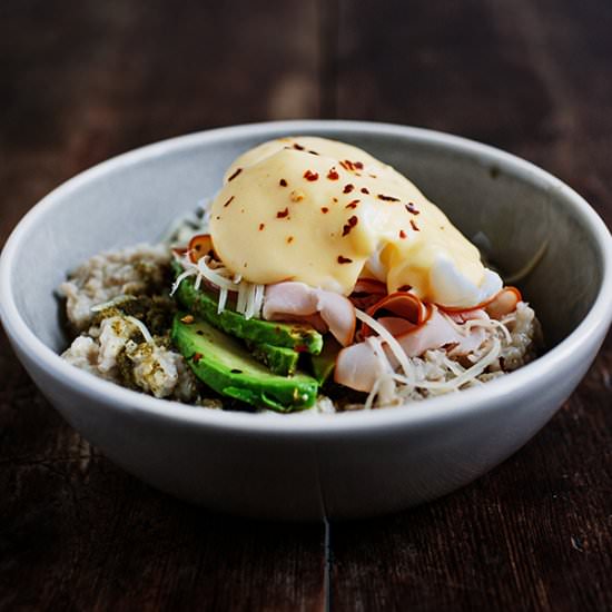 Savoury Oatmeal with Poached Egg