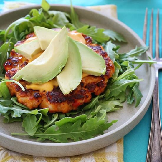 Salmon Burgers with Sriracha Mayo