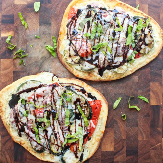 Naan Pizza with Ricotta and Veggies