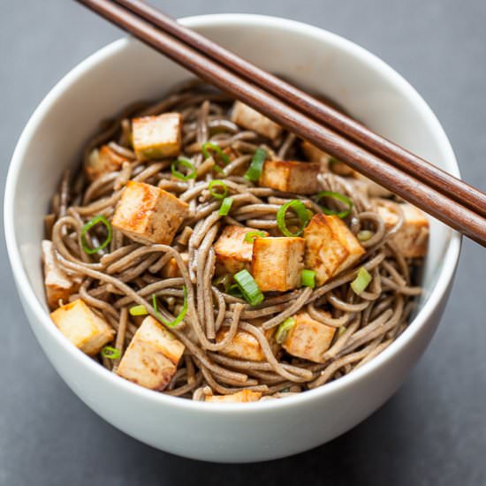 Easy Baked Tofu with Soba Noodles