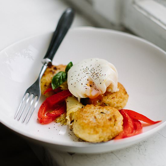 Millet Cakes with Roasted Veggies