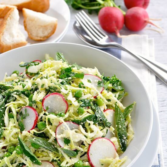 Pea Cabbage Parmesan Mint Salad