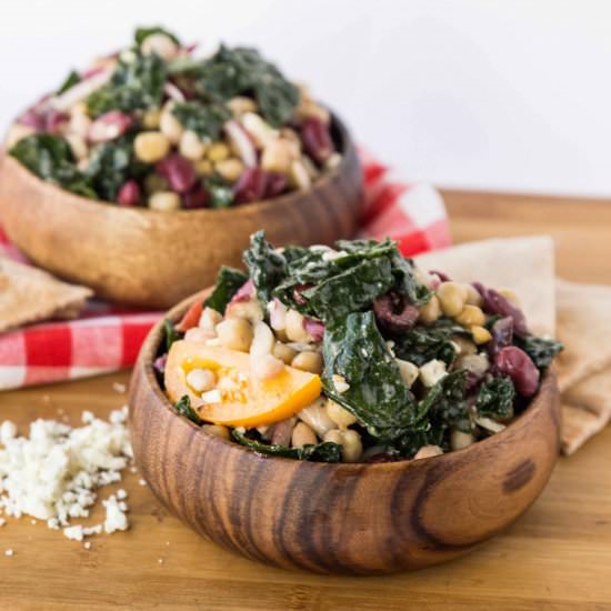 Three Bean Greek Kale Salad