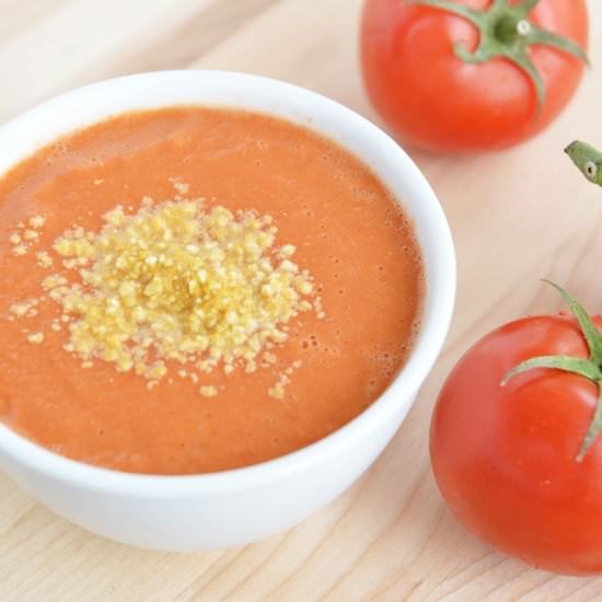 Tomato Soup & Vegan Parmesan Cheese