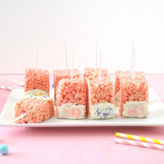 Strawberry Rice Crispy Pops
