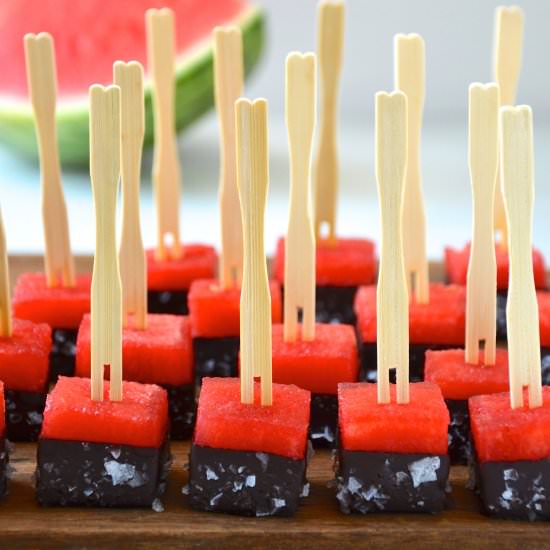 Chocolate-Covered Watermelon Bites