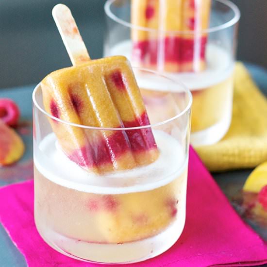 Peach Raspberry Popsicle Cocktails