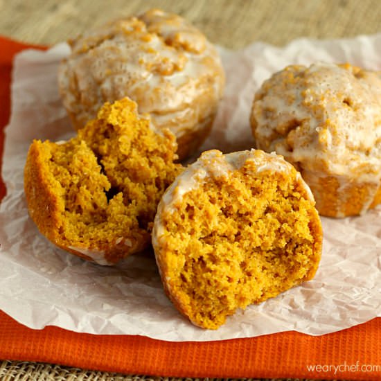 Pumpkin Muffins with Caramel Glaze