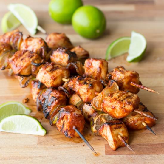 Spicy Lime Beer Chicken Kabobs