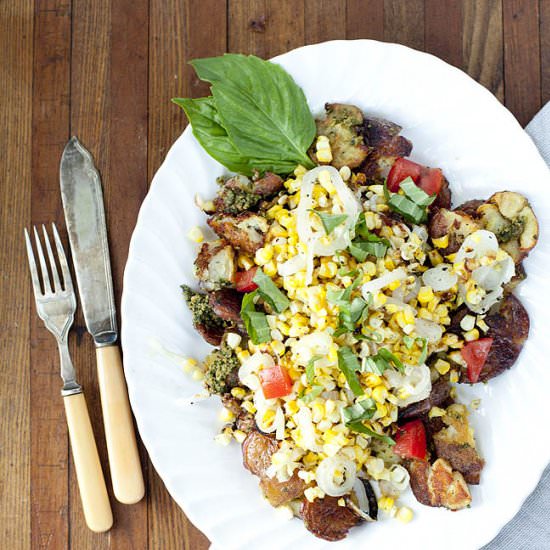 Smashed Potato Salad + Seed Pesto