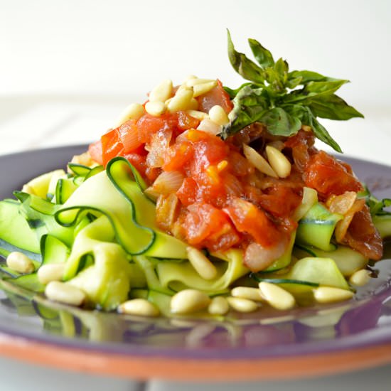 Zucchini Pasta with Tomato Sauce