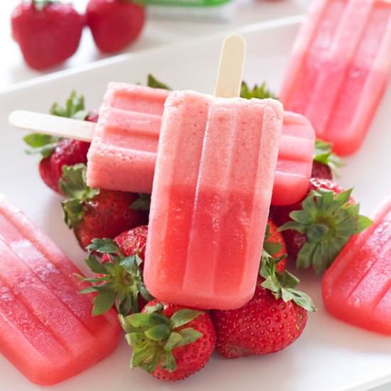 Strawberry Coconut Water Popsicles