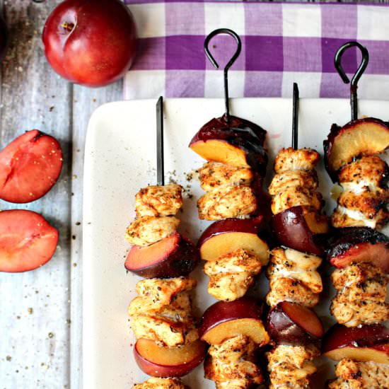 Grilled Chicken and Plum Skewers