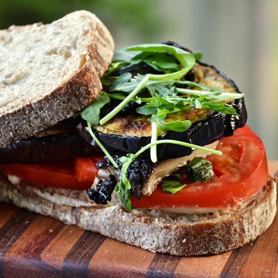 Eggplant and Portobello Sandwich