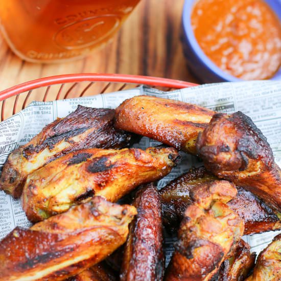Smoked Wings w/ Whiskey Peach Sauce