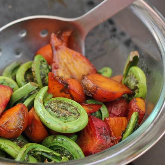 Sautéed Fiddle Heads and Beets