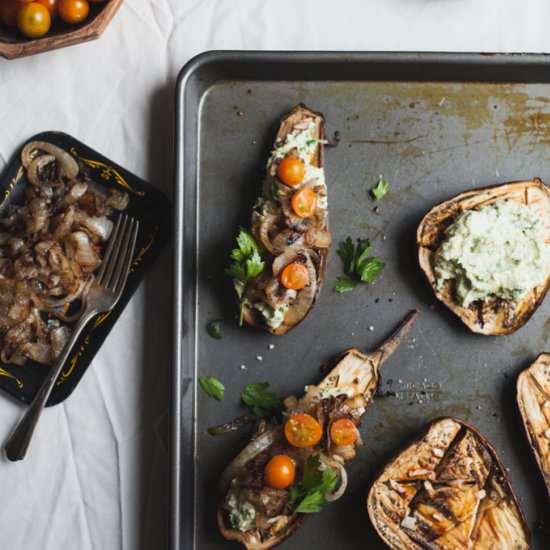 Eggplant w/ Artichoke Chevre Spread