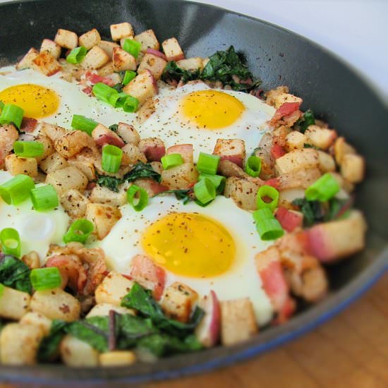 Turnip, Chard and Bacon Hash