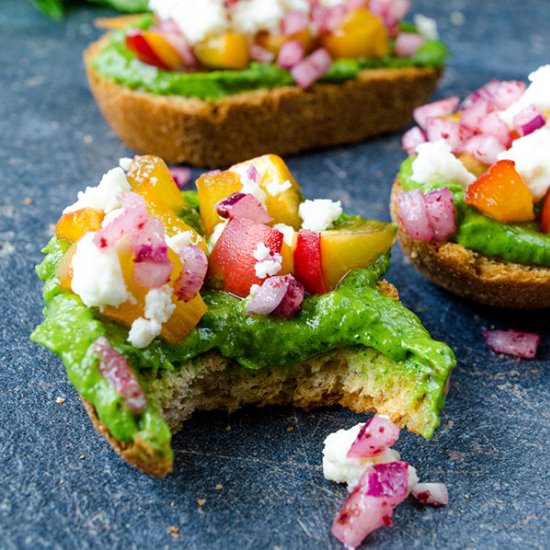 Peach Bruschetta with Avocado Sauce