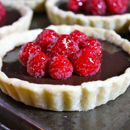 Chocolate and Raspberry Tarts