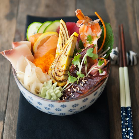 Tamagoyaki and Chirashi Bowl