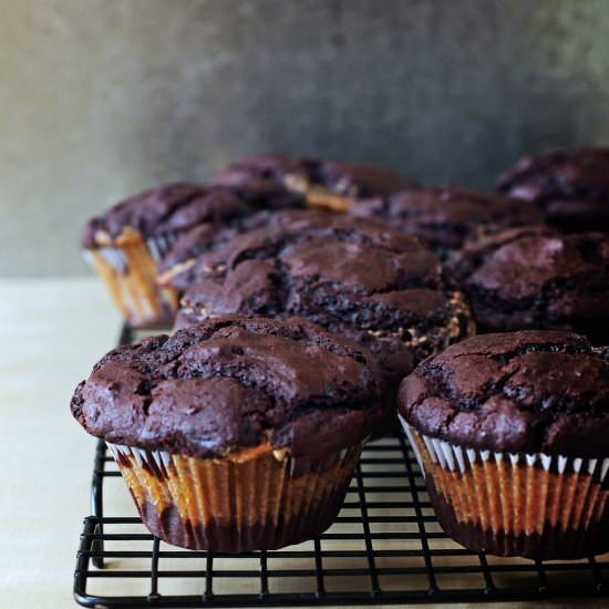 Almond Maple Filled Brownie Cupcake