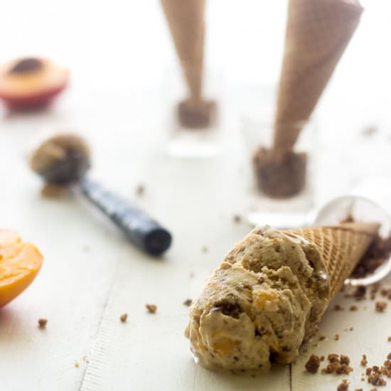 Boozy Peach Cobbler Ice Cream