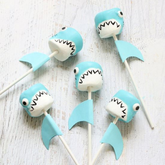 Shark Marshmallow Pops