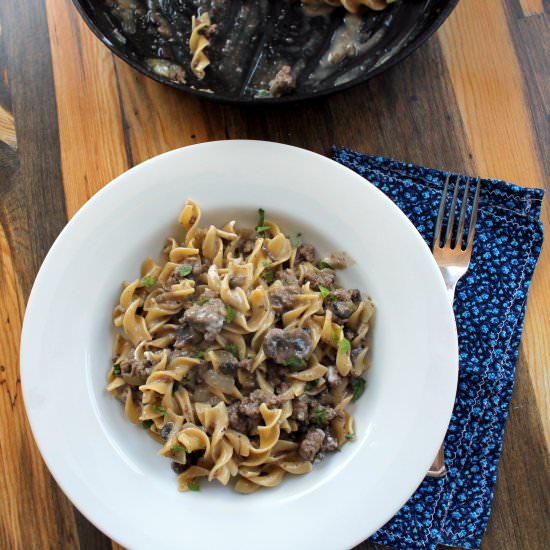 One Pan Beef Stroganoff