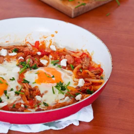 Pulled Pork Breakfast Egg Skillet