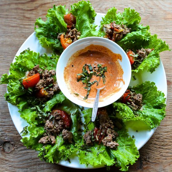 Mexi Bison Lettuce Wraps