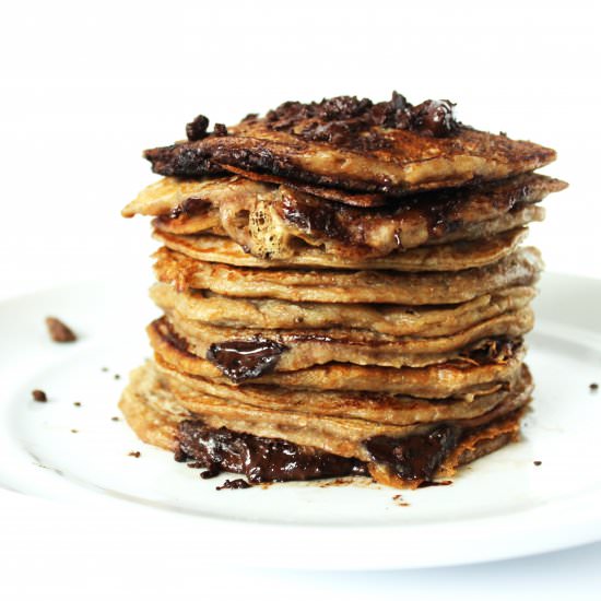 Vegan Chocolate Banana Pancakes