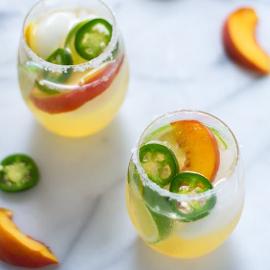 Fizzy Peach Jalapeno Margaritas