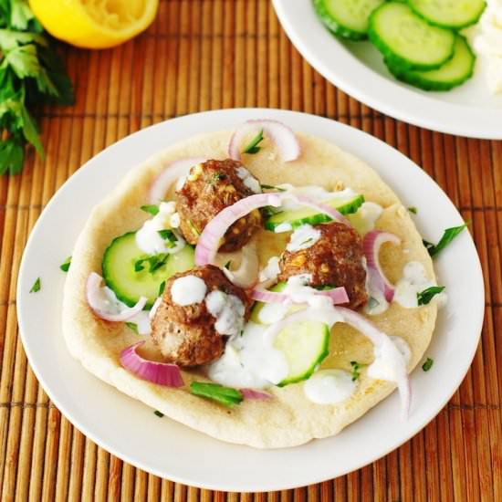 Greek Meatballs with Feta Tzatziki
