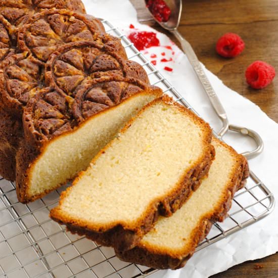 Lemon Pound Cake with Raspberries