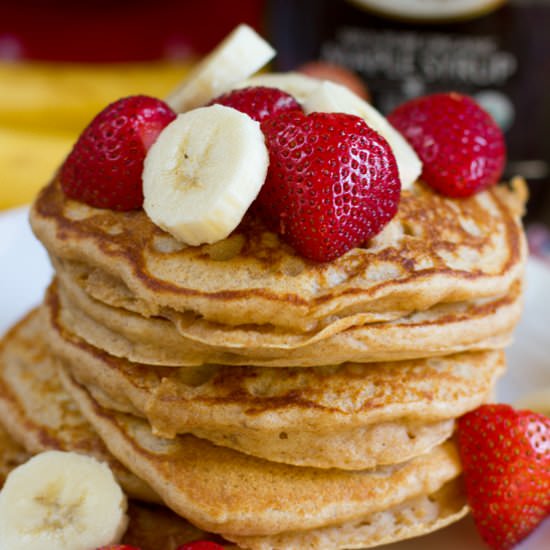 Fluffy Whole Wheat Banana Pancakes