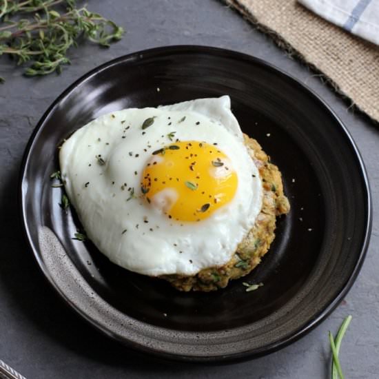 Salmon and Spinach Cakes with Eggs