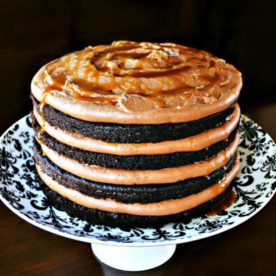 Dark Chocolate Salted Caramel Cake